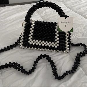 Kate Spade Black and White Satchel with Beaded Design